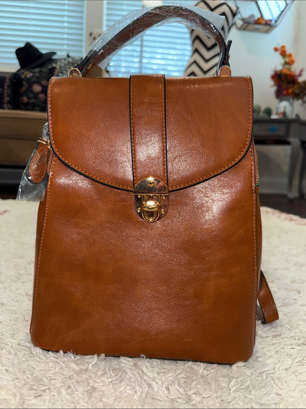 Structured Vegan Leather Backpack Purse